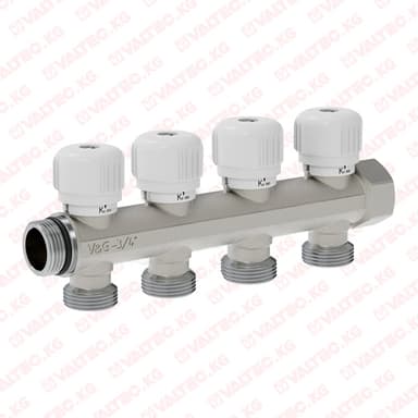 Купить Коллектор распределительный с вентильной регулировкой, 3/4" х 3/4" «евроконус», Valogin Коллектор распределительный с вентильной регулировкой, 3/4" х 3/4" «евроконус», Valogin